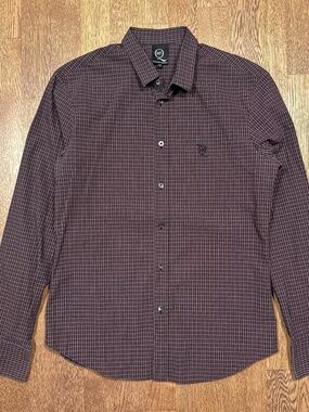 McQ by Alexander McQueen Plaid Embroidered Safety Pin Logo L/S Shirt Mens IT 48